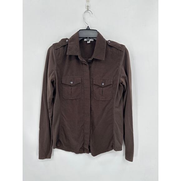 James Perse Brown Corduroy Size 4 Military Pane Button Shirt Size 2 - Picture 1 of 6